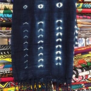 Indigo Blue Mali Mud Cloth Shawl, Scarf, Wrap, African Handmade Scarf